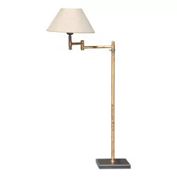 ANGELO articulated lamp with lampshade, in aged gold metal.