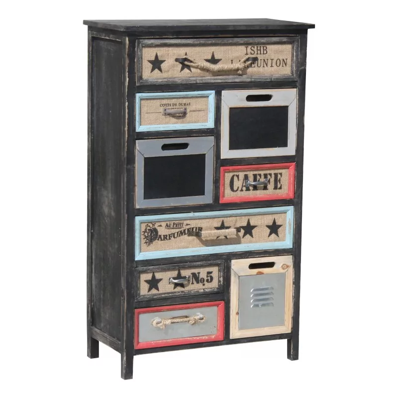 Chiffonier with 9 drawers, in Vintage style painted wood. - Moinat - Chests of drawers, Commodes, Chifonnier, Chest of 7 drawers Chiffonier with 9 drawers, in Vintage style painted wood. - Moinat - Chests of drawers, Commodes, Chifonnier, Chest of 7 drawers