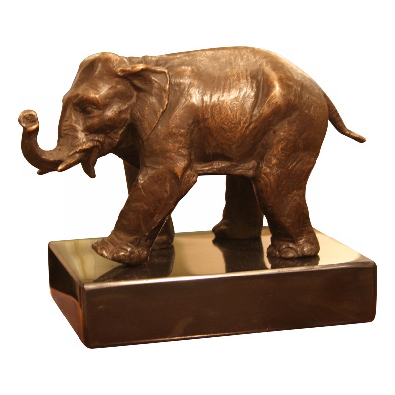 Bronze "Éléphant" sur socle en marbre noir du Belgique. - Moinat - Bronzes Bronze "Éléphant" sur socle en marbre noir du Belgique. - Moinat - Bronzes