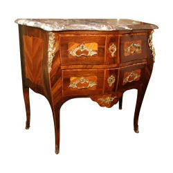 Louis XV chest of drawers with 2 drawers with red marble top, …