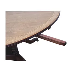 Grande table de salle à manger ronde en acajou, en état, avec