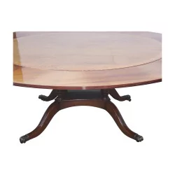 Grande table de salle à manger ronde en acajou, en état, avec