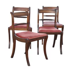 Set aus 4 Lehnenstühlen mit Sitzfläche bezogen mit …
