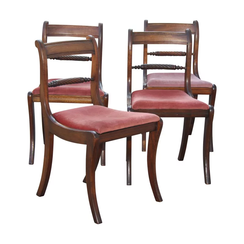 Ensemble de 4 chaises à dossier avec assise recouverte de … - Moinat - Chaises