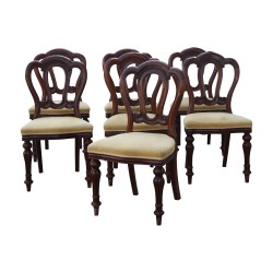 Set of 7 Victorian style chairs in mahogany covered with …