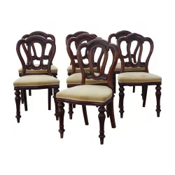 Satz von 7 Stühlen im viktorianischen Stil aus Mahagoni mit …