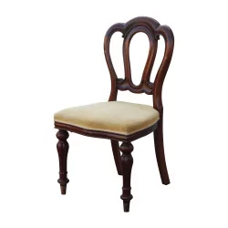套 7 把维多利亚风格的桃花心木椅子，上面覆盖着……