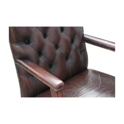 Paar braune Ledersessel im Regency-Stil, in