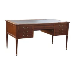 Louis XVI flat desk with black leather top, 4 sides with 2 …