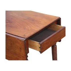 Writing table with mahogany flaps with legs turned on …