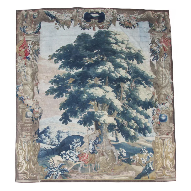 Wandteppich „Diana die Jägerin“ aus Wolle und Seide, wunderschön … - Moinat - Teppiche