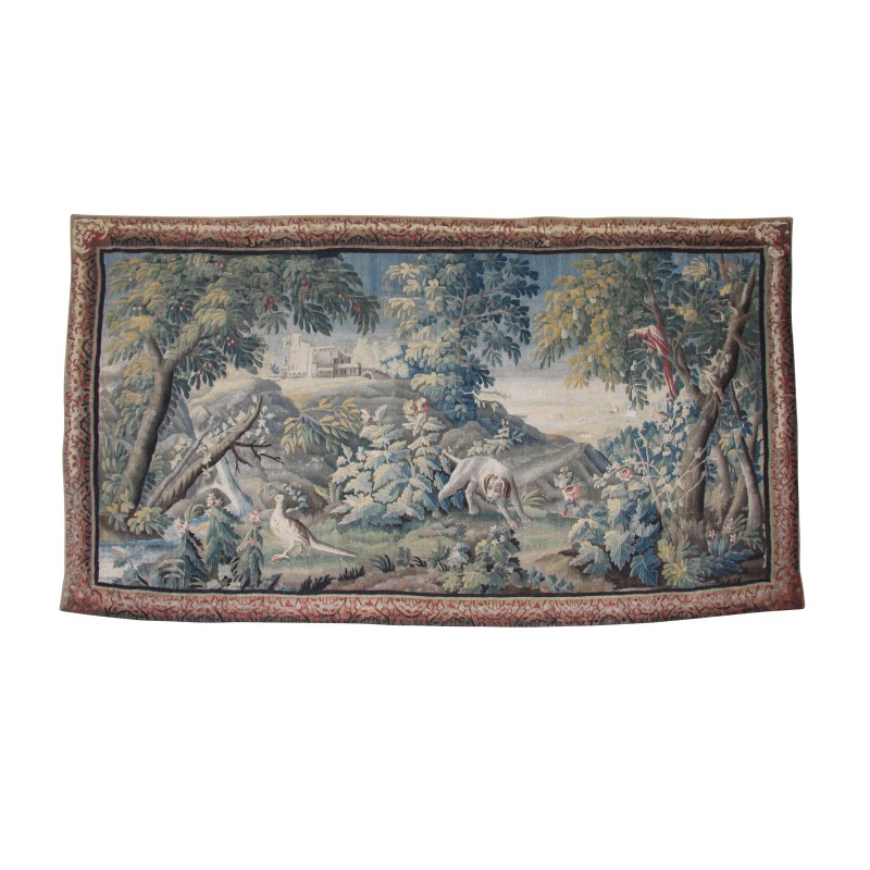 Wandteppich „Landschaft mit Jagdhund“, aus Wolle und Seide, - Moinat - Teppiche Wandteppich „Landschaft mit Jagdhund“, aus Wolle und Seide, - Moinat - Teppiche