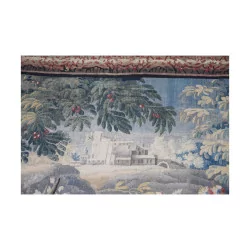 Tapestry \"Landscape with hunting dog\", in wool and silk,