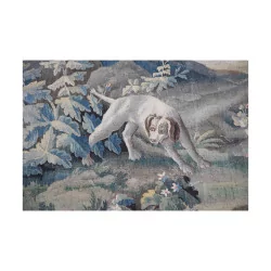 Wandteppich „Landschaft mit Jagdhund“, aus Wolle und Seide,