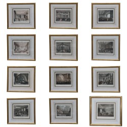 Série de 12 gravures anglaises “ Stamp office Somerset house”, …