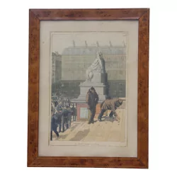 Engraving framed under glass “Justice allows gleaning” …