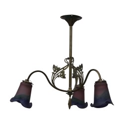 Liberty-Kronleuchter mit 3 Lichtern aus Glaspaste, Lilienform
