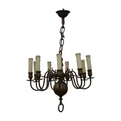 Dutch 9-light chandelier with candle covers. 20th …