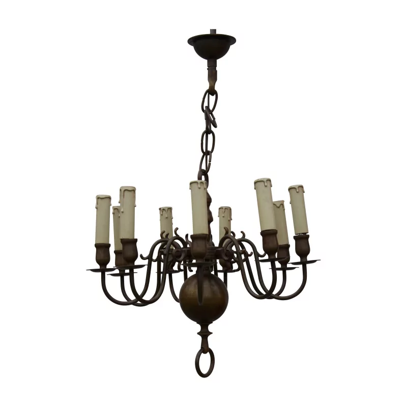 Dutch 9-light chandelier with candle covers. 20th … - Moinat - Chandeliers, Ceiling lamps