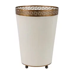 Wastepaper basket in white painted sheet metal. Moinat collection.