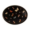 Sheet metal tray painted with butterflies on a black background. - Moinat - Plates