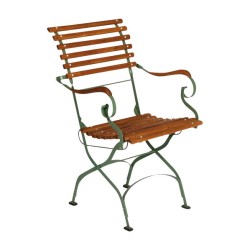 klappbarer Gartensessel „Rochefort“ aus grün lackiertem Schmiedeeisen