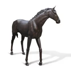 Statue of a large horse in patinated quality bronze, size …