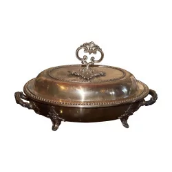 silver vegetable dish with warmer and lid. 19th …
