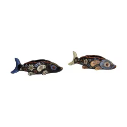 Pair of polychrome fishes (vide-poche) in old …