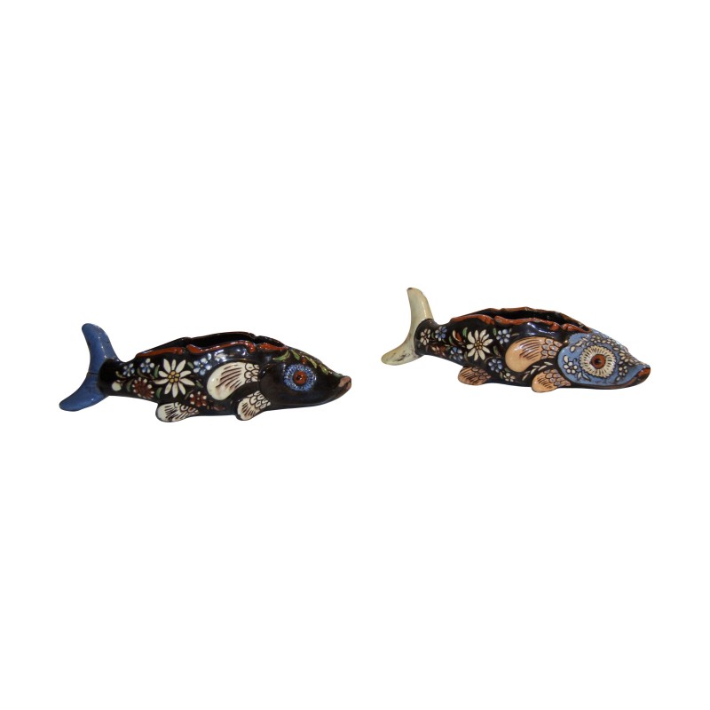 Paar polychrome Fische (vide-poche) in alter … - Moinat - Porzellan Paar polychrome Fische (vide-poche) in alter … - Moinat - Porzellan