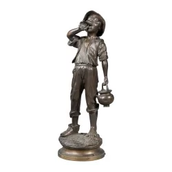 Subject in patinated bronze, signed Paul DUBOIS (1827 - 1905), “Le …