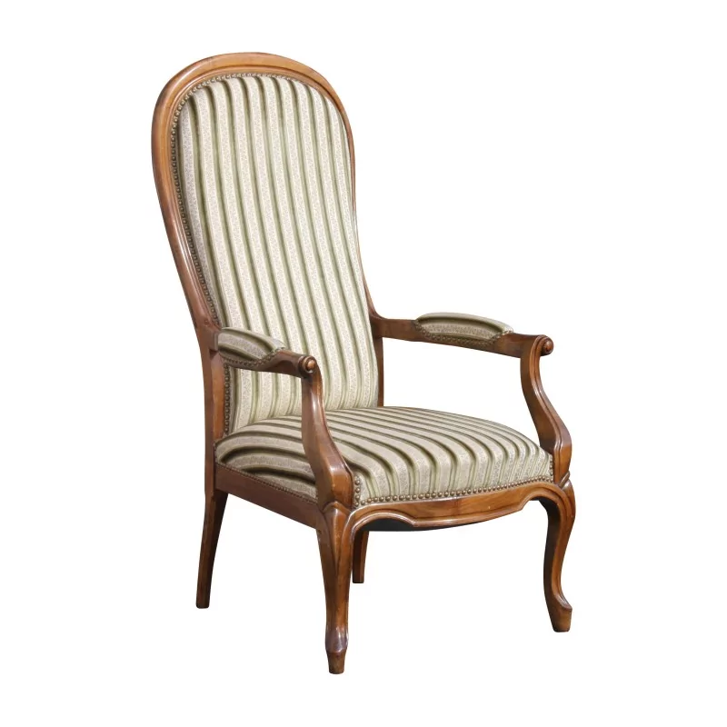 Fauteuil Voltaire de style, en noyer et recouvert de velours à - Moinat - Fauteuils Fauteuil Voltaire de style, en noyer et recouvert de velours à - Moinat - Fauteuils