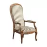 Fauteuil Voltaire de style, en noyer et recouvert de velours à - Moinat - Fauteuils