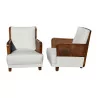 Pair of Anonimus Art - Deco cane armchairs in walnut wood, … - Moinat - Armchairs