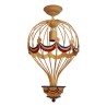 Lustre Montgolfière en fer forgé et décor en tôle peinte … - Moinat - Lustres, Plafonniers