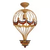 Hot air balloon chandelier in wrought iron and painted sheet metal decor... - Moinat - Chandeliers, Ceiling lamps