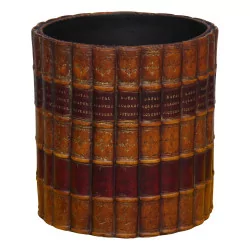 Library wastebasket with replica books