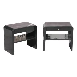 Pair of bedside tables with 1 drawer and 1 crotch shelves, …