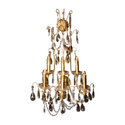 Grande applique Abbé à cristaux et fer forgé doré à 6 …