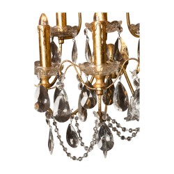 Grande applique Abbé à cristaux et fer forgé doré à 6 …