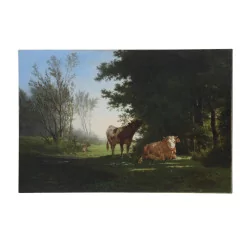 Oil painting on canvas signed Charles HUMBERT (1813 - 1881) and …