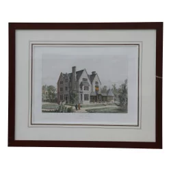 Lot of 3 “Modern dwellings” lithographs, framed under …