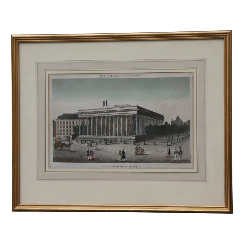 anonymer Kupferstich „Ansicht des Palais de la Bourse in Paris“ gerahmt … - Moinat - VE2022/1