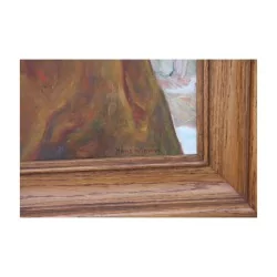 Tableau huile sur toile “Bûcheron - Homme à la hache” signé en …