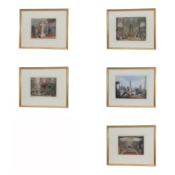 Folge von 5 Stichen zum Thema Große Ausstellung der …