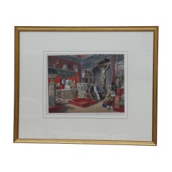 Colored engraving under glass with a gilt wood stick, from the …
