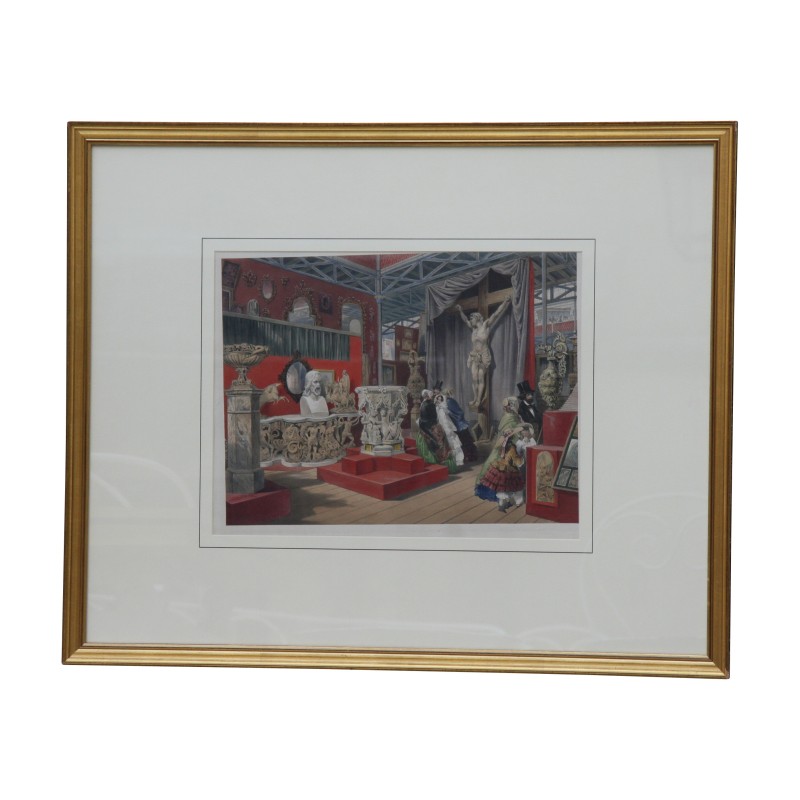 Colored engraving under glass with a gilt wood stick, from the … - Moinat - Prints, Reproductions Colored engraving under glass with a gilt wood stick, from the … - Moinat - Prints, Reproductions