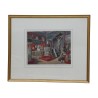 Colored engraving under glass with a gilt wood stick, from the … - Moinat - Prints, Reproductions