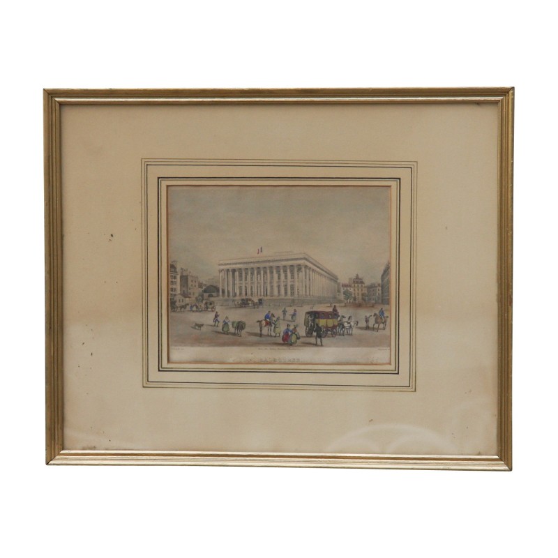 farbiger Glasstich „La Bourse - Paris“ mit Baguette … - Moinat - Gravüren farbiger Glasstich „La Bourse - Paris“ mit Baguette … - Moinat - Gravüren