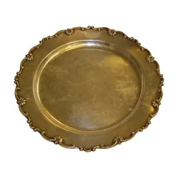 Large round dish in 925 silver. Peru, 20th century